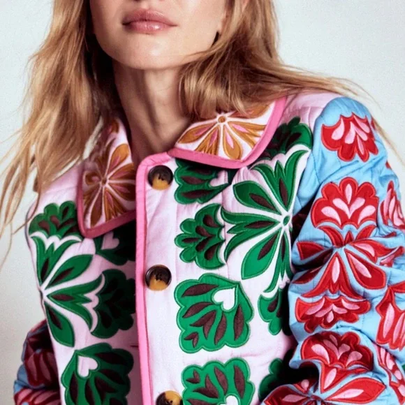 NWT Boden Women’s Fitzrovia Embroidered Jacket Size 6 Quilted Spring Coat Floral - Picture 4 of 16